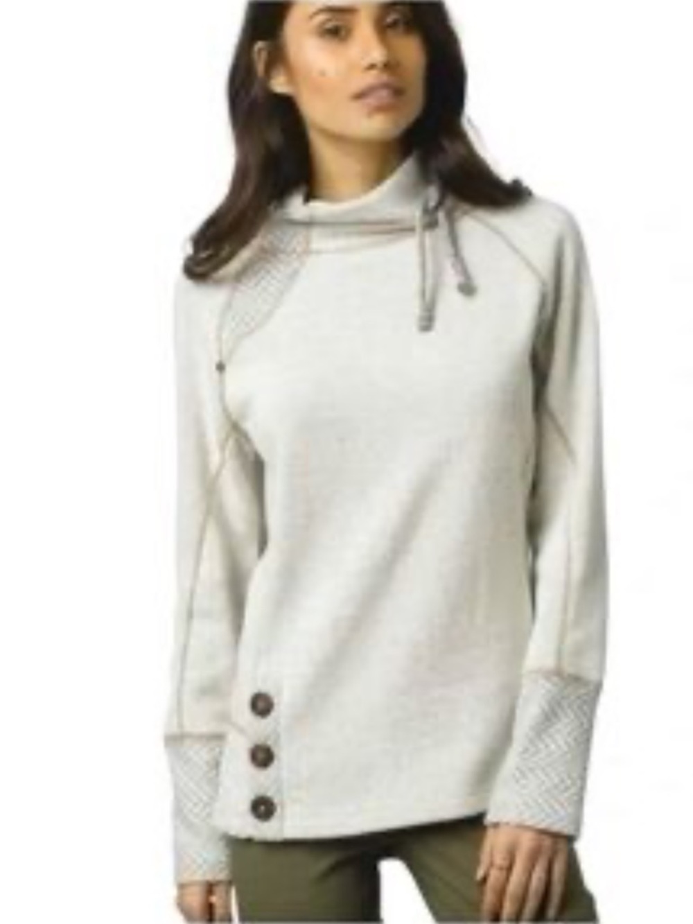 🩶💕 prAna Lucia Sweater Women Gray Mock Neck Recycled Wool Blend M EUC Gorpcore